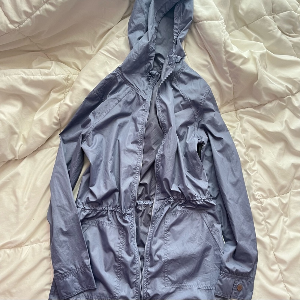 light blue lightweight raincoat